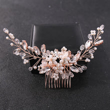 Load image into Gallery viewer, Crystal &amp; Pearl Hair Comb